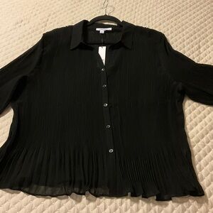 Chico's Black Pleated GeorgetteBlouse